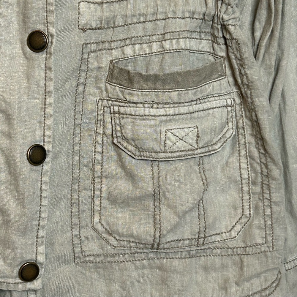 Anthropologie Marrakech Linen Utility Cargo Jacket Medium - Picture 9 of 15